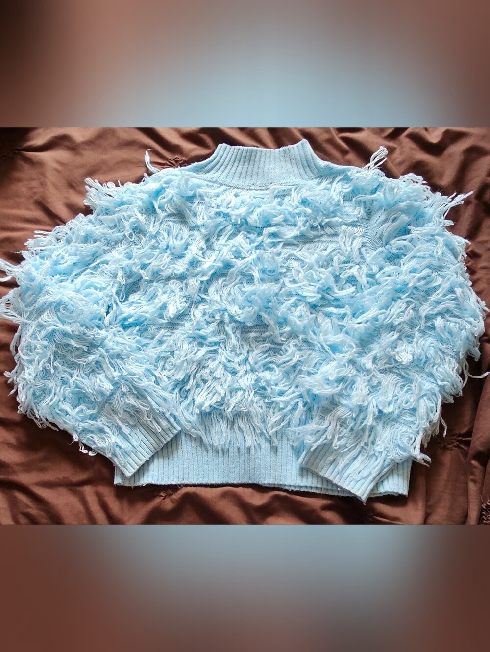 INC International Concepts Pale Blue Shaggy Mockneck Sweater - Picture 3 of 4